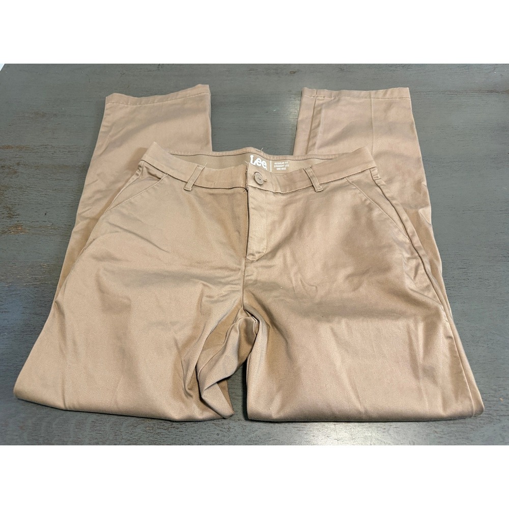 Lee Womens Regular Fit Straight Leg Mid Rise Khaki Pants Tan 8M 1MSFMWF